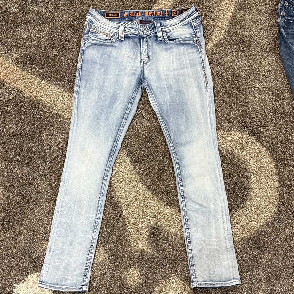 Rock Revival Faded Blue straight leg Jeans